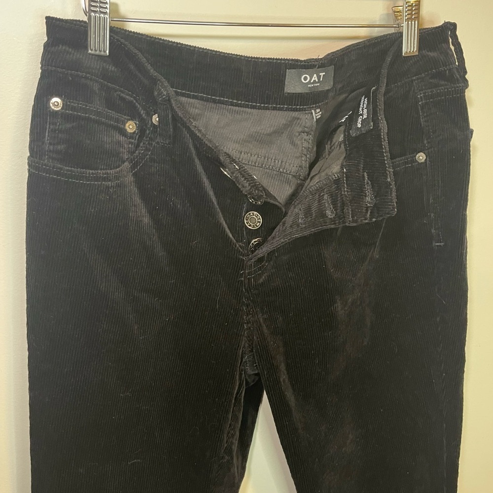 OAT NY women’s black corduroy high rise straight leg cropped raw hem pant sz 30 - Picture 5 of 9